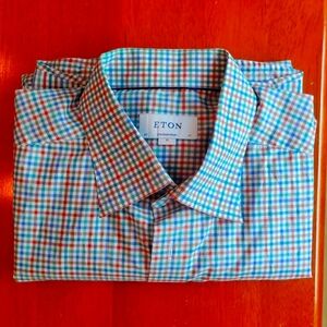 Eton checked shirt, contemporary fit